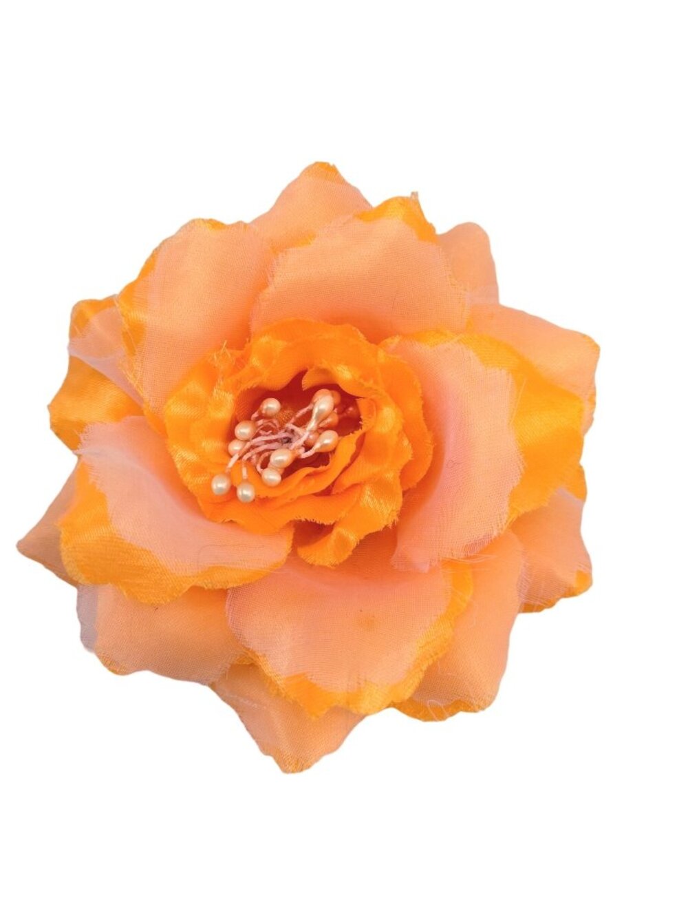Vintage Flower Brooch  Boutonniere Lapel Pin Corsage Orange Statement 4 inch